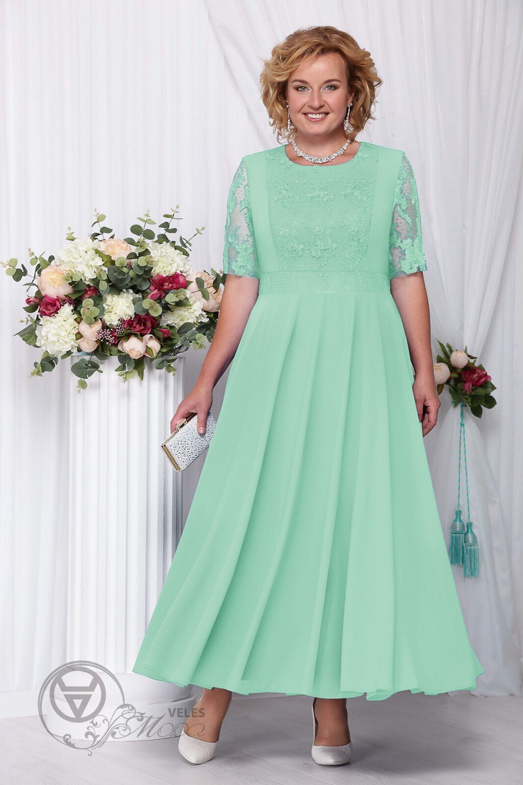 Платье Нинель зеленый цвет 58-60 размера